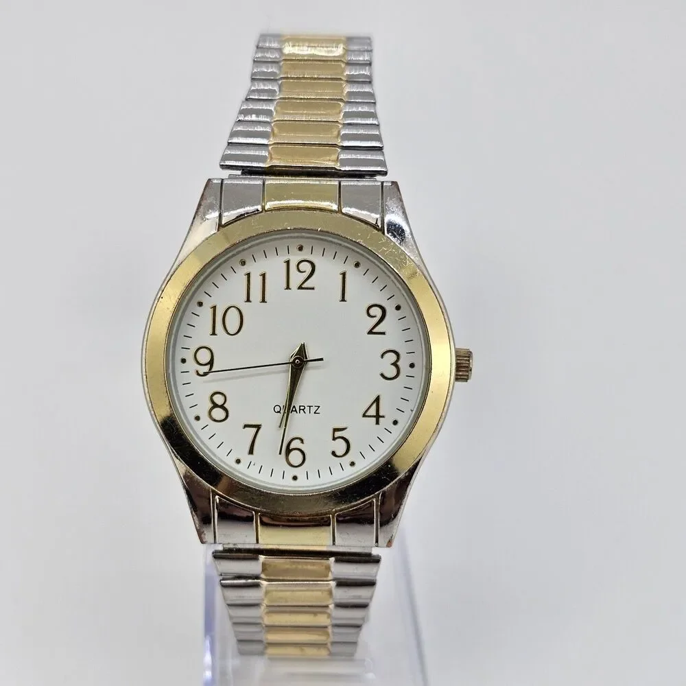 37MM Men's Watch White Dial‎ Two Tone Expandable Band 7